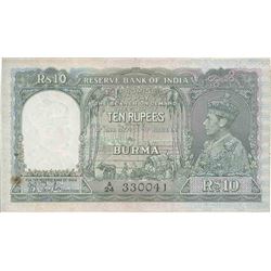 Bank Note of Ten Rupees of King George VI signed by J B Taylor.