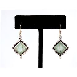 Sterling Silver .925 Light Green Gem Earrings