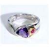 Image 1 : Sterling Silver .925  Amethyst w/ Ruby Ring Two Toned