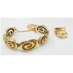 Silver Gold Tone Bracelet & Ring Set