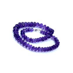 318 ct & up Amethyst Faceted Vintage Smooth Rondelle Beaded Necklace