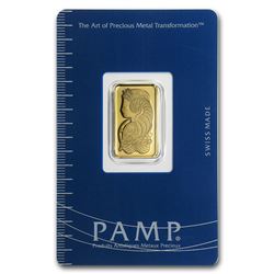 5 gram Pamp Suisse Gold Bar .9999 Fine (In Assay)