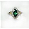 Image 1 : TSAVORITE 0.86CT, 14K W/G RING 4.38GRAM / DIAMOND 0.42CT / Y.SAPP 0.07CT