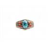 Image 1 : Sterling Silver .925 Big Turquoise w/ Red Coral Filigree Bangle