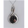 Image 1 : Sterling Silver .925 Cabochon Onyx Pendant