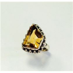 Sterling Silver .925  Citrine Ring  9.08g RS9.5