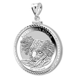 2015 1 oz Silver Koala Pendant (Diamond-ScrewTop Bezel)