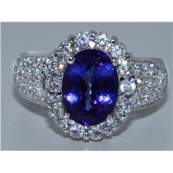 Tanzanite   3.28 ctw &  Diamond Ring 18KW