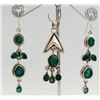 Image 1 : Sterling Silver .925 Emerald Beryl Earring 17.44g