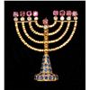 Image 1 : 18K YELLOW GOLD & PRECIOUS STONE MENORAH BROOCH