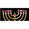Image 3 : 18K YELLOW GOLD & PRECIOUS STONE MENORAH BROOCH
