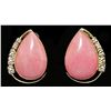 Image 1 : FINE PAIR 14K GOLD, RHODONITE & DIAMOND EARRINGS