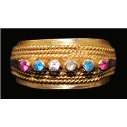 14K YELLOW GOLD & COLOURED STONE RING