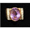 Image 1 : 14K YELLOW GOLD RING SET WITH AMETHYST & DIAMONDS