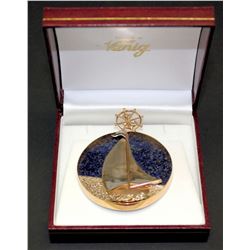 14K YELLOW GOLD AND LAPIS NAUTICAL PENDANT