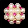 Image 1 : VINTAGE 14K PEARL & RUBY RING