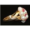 Image 3 : VINTAGE 14K PEARL & RUBY RING
