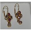 Image 2 : EARINGS - PIERCED - SHEPARD HOOKS - GOLD TONE - CLEAR & PINK RHINESTONES - CROSSES