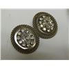Image 2 : EARINGS - PIERCED - SILVER TONE - CLEAR RHINESTONES - ROPE DESIGN ON EXTERIOR
