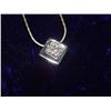 Image 1 : NECKLACE - CLEAR RHINSTONES - SQUARE PENDANT - CENTER MOVES