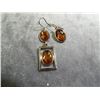 Image 1 : PENDANT AND EARING SET - SHEPARD HOOKS - TOPAZ COLORED STONES