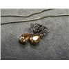 Image 2 : NECKLACE & EARING SET - SILVER TONE - CLEAR RHINSTONES AND TOPAZ TEAR DROPS