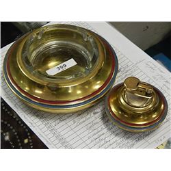 RETRO ASHTRY AND COFFEE TABLE LIGHTER SET - COPPER