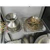 Image 1 : PEWTER CANDLE STICK HOLDER, ASHTRAY & DISH - PLUS TWO OTHER PIECES = 5PC