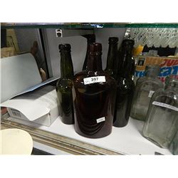 VINTAGE BOTTLES - BROWN - 5 PC