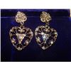Image 1 : EARINGS - PIERCED - GOLD TONE - CLEAR RHINESTONES - HEARTS