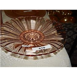 DEPRESSION GLASS - ROSE GLASS - DISH