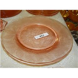 DEPRESSION GLASS - ROSE GLASS - DISHES - 3 TTL