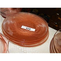 DEPRESSION GLASS - ROSE GLASS - SAUCERS - 6 TTL