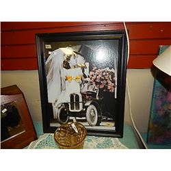 FRAMED PICTURE - WEDDING AND CAR