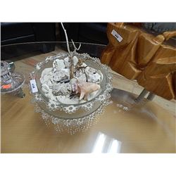 GLASS DISH & BOWL WITH SHELLS