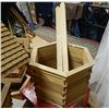 Image 1 : HAND CRAFTED WOOD PLANTER - WITH STAKES - 17" X 12"H