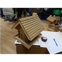 HAND CRAFTED WOOD FEEDER/HOUSE(DRILL ENTERIES)  - 10" X 12" X 11 ½" H