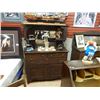Image 2 : VINTAGE FUMED OAK BUFFET WITH MIRRORED BACK HUTCH OLD CANADIAN - vaisselier