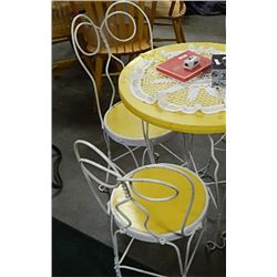 WROUGHT IRON SODA SHOP CHAIRS - YELLOW SEATS - 6 X BID