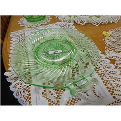 DEPRESSION GLASS - EMERALD GLASS - SWIRL SERVING PLATTER