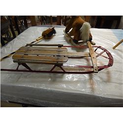 VINTAGE WOOD AND METAL SLED