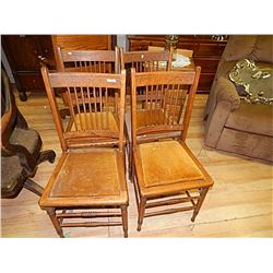 VINTAGE PRESS BACK CHAIRS - 4 X BID
