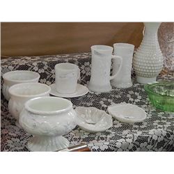 MILK GLASS - 10 PC TOTAL