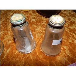 SUNFLOWER DESIGN SALT AND PEPPER WITH SILVER & ABALONE LIDS