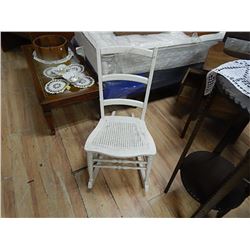 VINTAGE WHITE CANE SEAT ROCKING CHAIR
