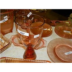 DEPRESSION GLASS - ROSE GLASS - LARGE VASE / GLASS