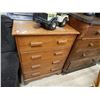 Image 1 : VINTAGE DRESSER - MAPLE - 4 DRAWER - TOP DRAWER IS NOT A DRAWER - OPENS DOWNWARD AND PULLS OUT TO MA