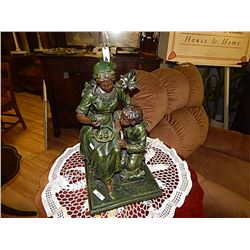 RETRO STYLE TABLE LAMP - GREEN - LADY AND CHILD