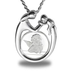 Sterling Silver Mother & Child Angel Gilded Necklace