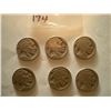 Image 1 : 1935 x5 & 1935D x1 Buffalo Nickels total of six coin set